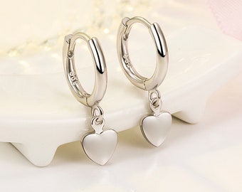 925 Sterling Silver Huggie Heart Hoop Earrings Women Girls Jewellery Collection Gift UK