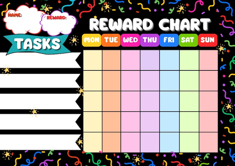 Editable Kids Reward Chart: Printable Behavior & Routine Tracker (PDF ...