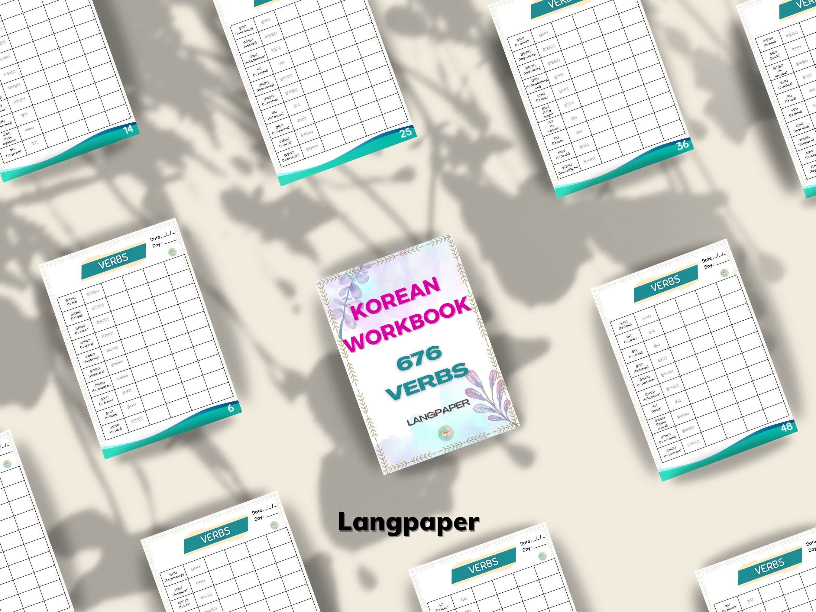 Korean Verbs Worksheet/workbook Korean Worksheet for Beginner Korean ...