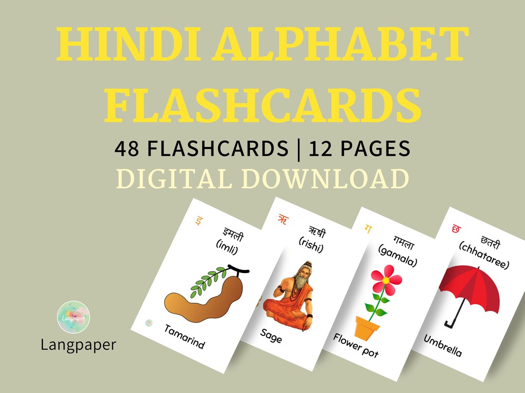 Hindi Alphabet Flashcards Hindi for Beginner Bilingual Etsy Australia