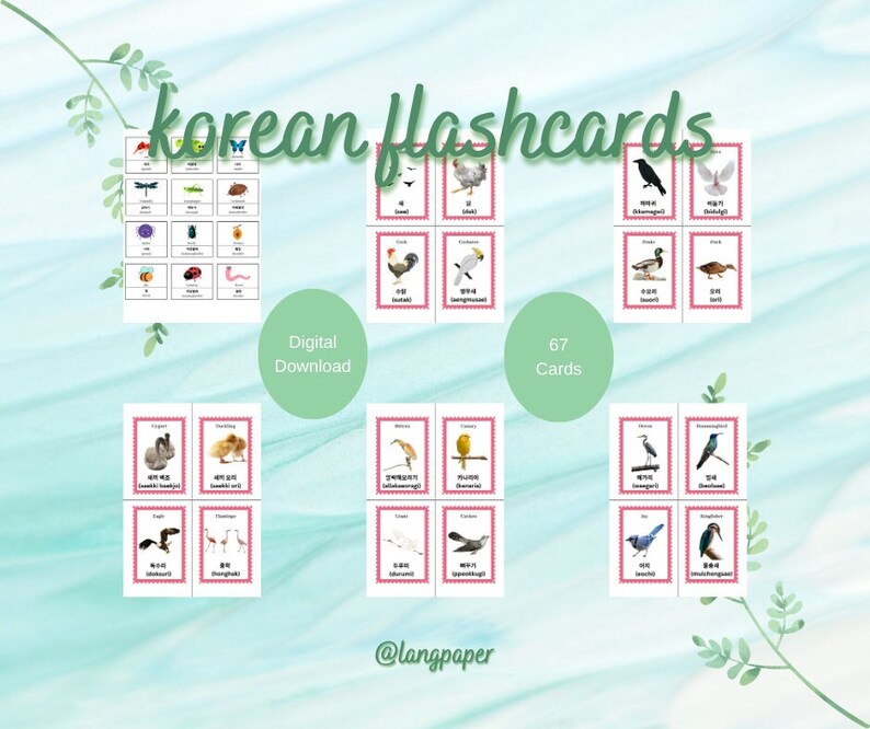 Korean Flashcards Printable Learn Korean Basic Korean Etsy