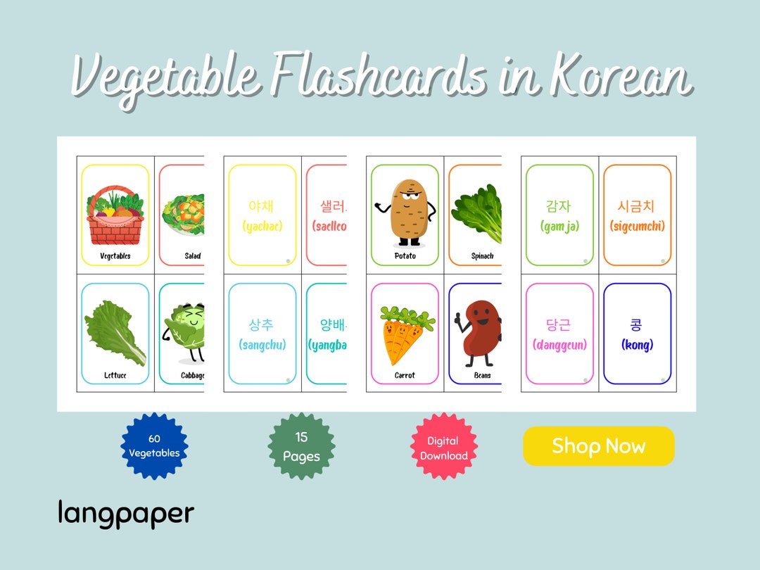 Korean Flashcards for Beginners Printable Korean Flashcards - Etsy