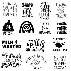 Baby Onesie Iron-On Station / DIY Decorating Station / Baby Shower Activity / Custom Colors / 14 Iron-On Decals