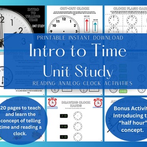 Telling Time Unit Study and Activity Set, Learn to Read a Clock, Tell ...
