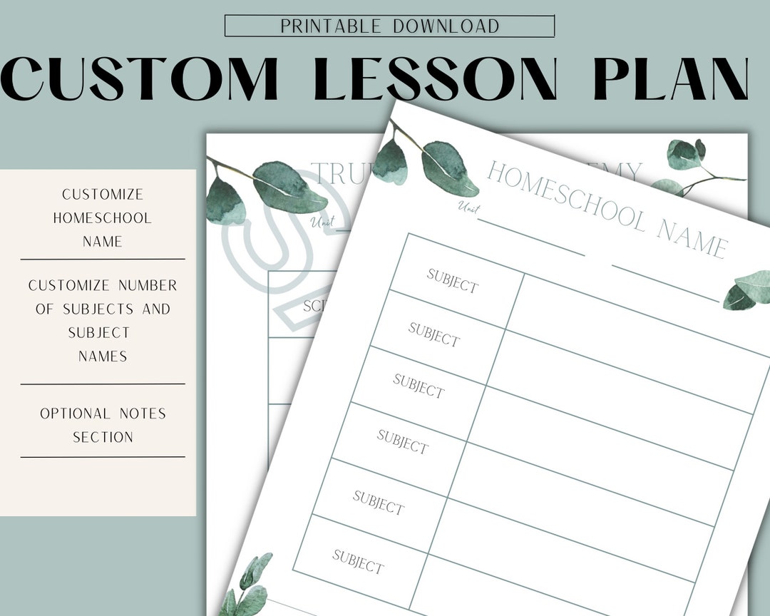 Custom Botanical Lesson Plan for Homeschool, Students, Teachers, Printable Download Subject