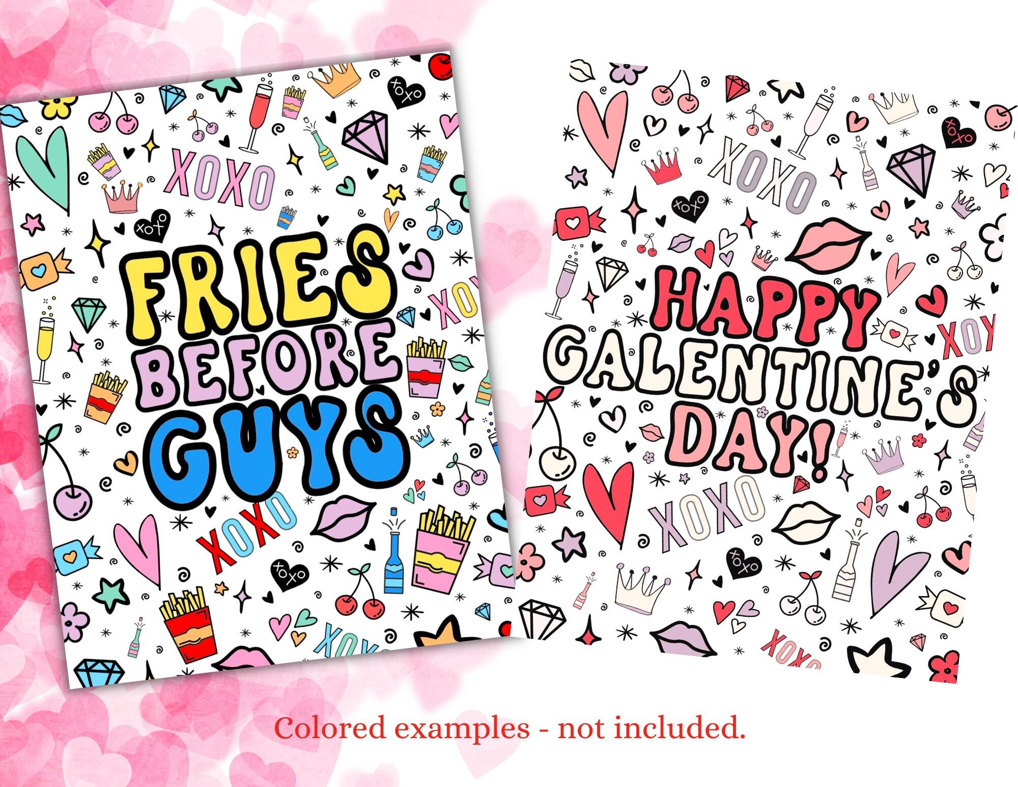 Galentine's Day Coloring Pages for Adults • Valentine's Day • Digital ...