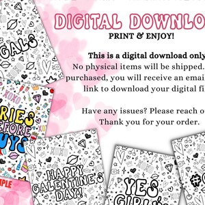 Galentine's Day Coloring Pages for Adults • Valentine's Day • Digital ...