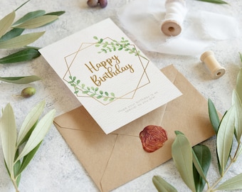 Happy Birthday Karte, Sofort Download, Aquarell Pflanzen Stil Geburtstagskarte