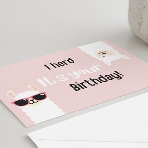 Funny Llama Birthday Card, Digital Download, Printable Birthday Card ...