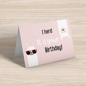 Funny Llama Birthday Card, Digital Download, Printable Birthday Card ...
