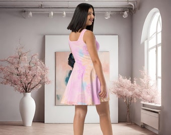 Flared Skirt Skater Dress, Soft Fabric, Crayon Design, Casual Summer Dress, Women's Apparel