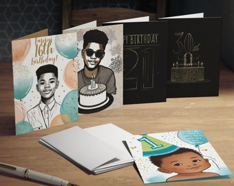 Birthday Wishes Greeting Cards Bundle, Boys' Card Pack, Men's Card Set, Pre-Text & Blank Cards