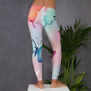 Vibrant Butterfly Leggings, Colorful Print Yoga Pants, Women's Activewear, Stretchy Pants, Gym Clothes