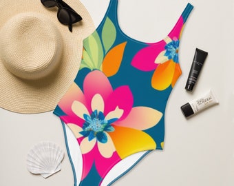 Fashionable Floral Print One-Piece Swimsuit, Women's Beachwear, Summer Bathing Suit