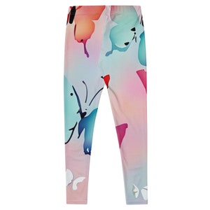 Vibrant Butterfly Leggings, Colorful Print Yoga Pants, Women's Activewear, Stretchy Pants, Gym Clothes