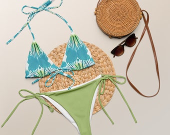 Floral Print Bikini made from Recycled Materials, Sustainable Swimwear, Eco-Friendly Beachwear