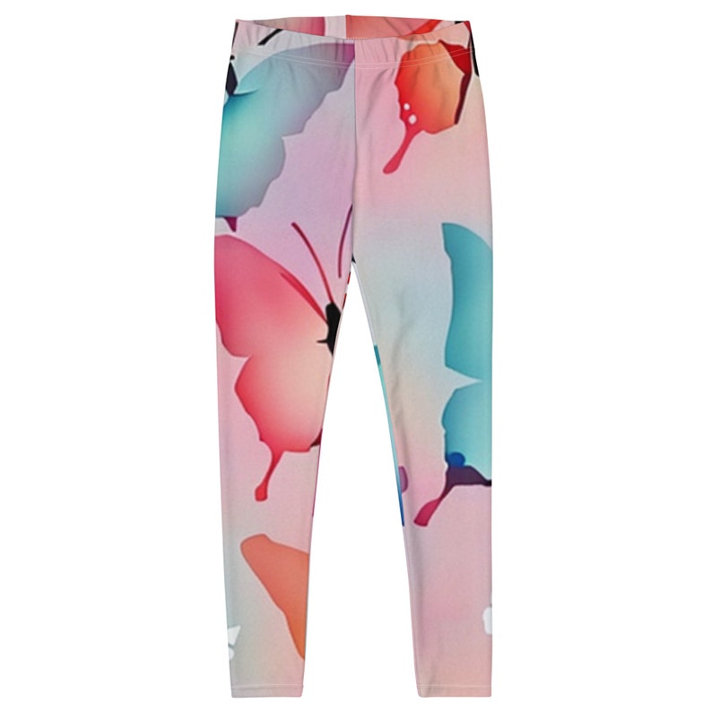 Vibrant Butterfly Leggings, Colorful Print Yoga Pants, Women's Activewear, Stretchy Pants, Gym Clothes
