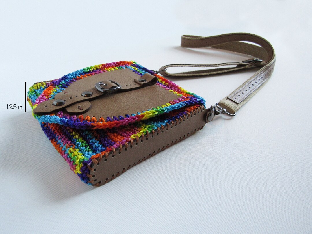 Small Rainbow Crossbody Bag /fiesta Crossbody Bag/ Crochet Crossbody