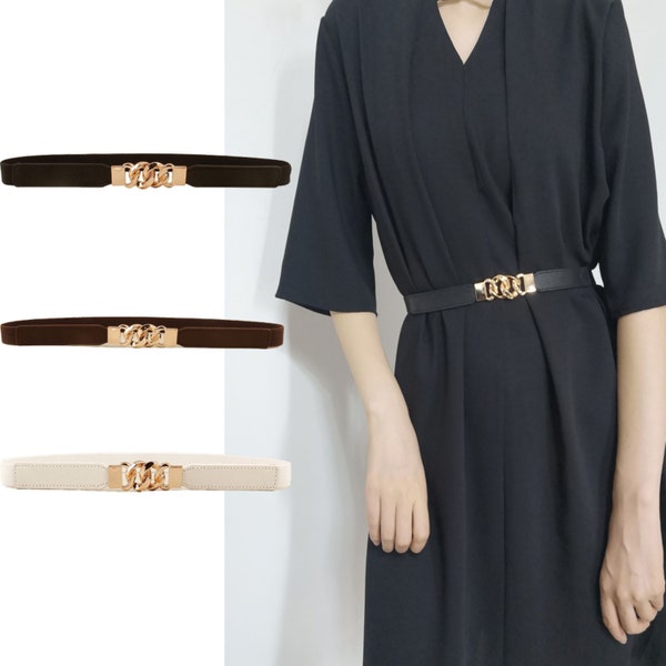 Waistband Female Fine Leather Belt Trims The Body Adornment Shirt To Match Dress Multi - Ring Buckle Elastic High Atmosphere