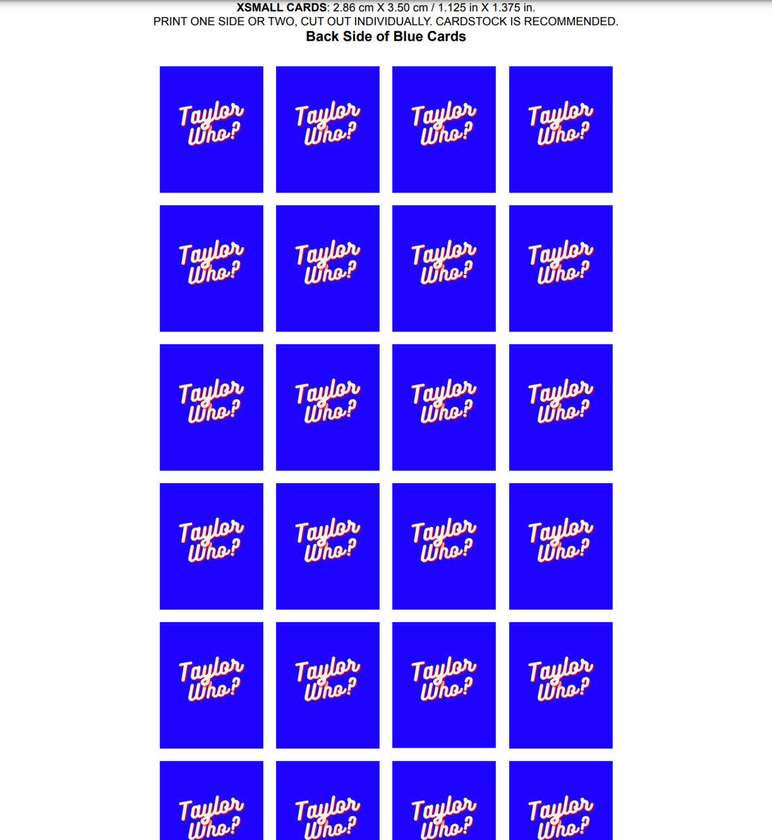 Taylor Swift Guess Who Downloadable Template - Etsy