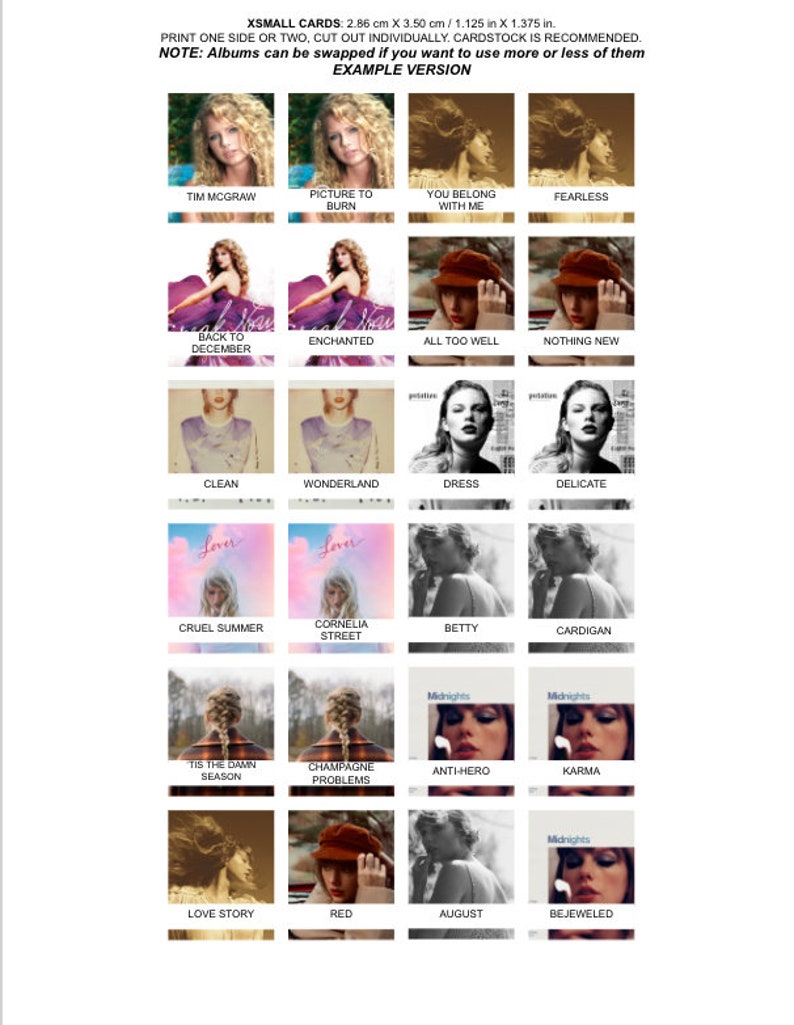 Taylor Swift Guess Who Downloadable Template - Etsy