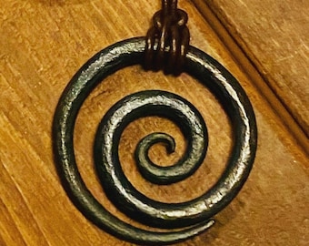 Celtic spiral, Pendant, Necklace, Viking style, Forged, Iron, Blacksmith, Jewelry , Symbol of life.