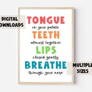 Myofunctional Therapy Room Decor Myo Proper Oral Rest Position Rainbow Digital Download