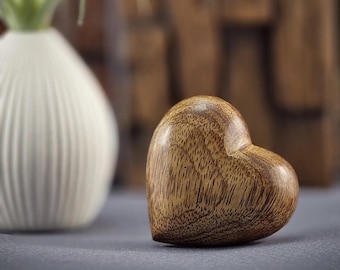 Decoratief houten hart van mangohout, decoratief accessoire, prettig om aan te raken, tafeldecoratie, huwelijksgeschenk, 1, 3 of 10 stuks, liefde, houten hart