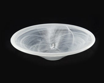 Glazen schaal, fonteinschaal, wit, rond, Ø 35 cm, voor vernevelaars en binnenfonteinen, vervangingsschaal, edelsteenfontein, fruitschaal