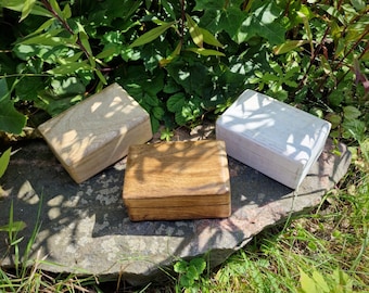 Scatola in legno di mango con chiusura magnetica, look vintage, portagioie, scatola portaoggetti, marrone, bianco, naturale