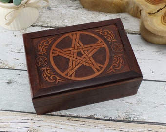 Handgefertigte Schmuckbox aus hochwertigem Palisanderholz Motiv keltischer Stern Davidstern Holzschatulle Schatulle Truhe Holzbox