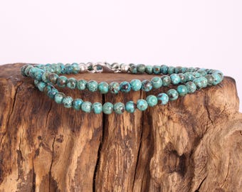 Arizona Turquoise Necklace – 4 mm genuine gemstone beads, 925 sterling silver lobster clasp, delicate natural stone jewelry in a gift box