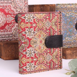Handmade oriental wallet, purse, coin purse, bag, billfold, boho wallet, clutch, leather, fabric, Persian Bunt