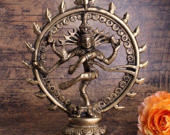 Shiva Nataraja danzante - Signore Shiva - Dio indù - Statua - Figurina - Realizzata in ottone