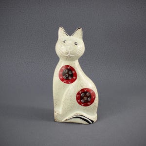 Soapstone cat decoration animal figure sculpture statue cat figure handmade and hand-painted - unique piece