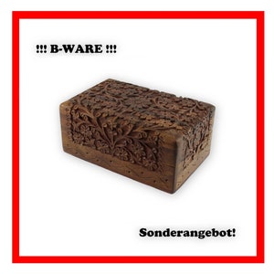 B-WARE !!! Handgefertigte Schmuckbox aus Palisanderholz mit Blumenornament und roter Samteinlage ! Nachhaltigkeit ist Wichtig !