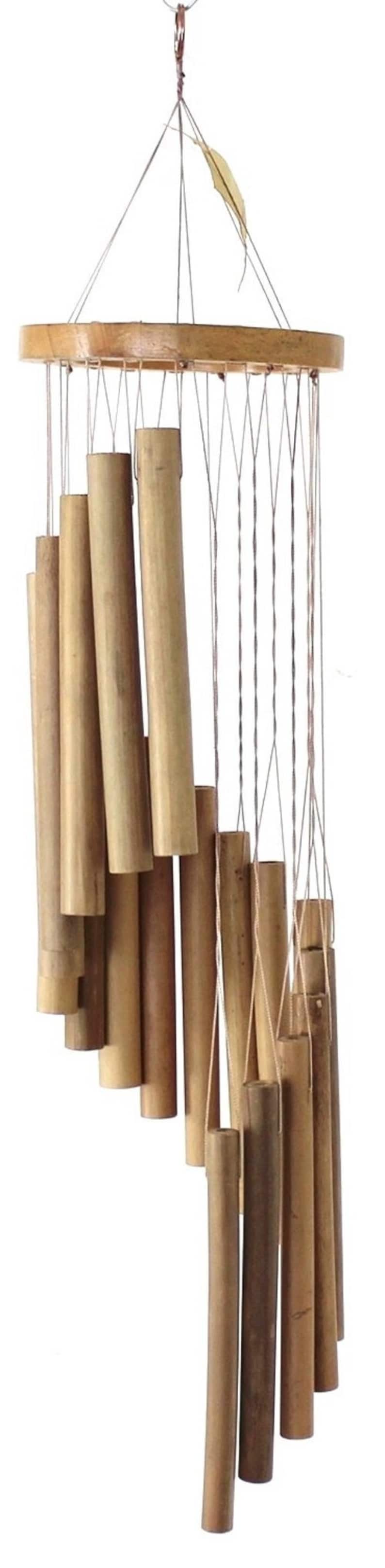 Handgemachtes spiralförmiges Windspiel Klangspiel aus feinem Bambus Holzklangspiel