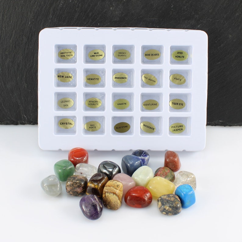 Edelsteinsammlung 20 Edelsteine im Blisterpack Trommelstein Trommelsteinsammlung