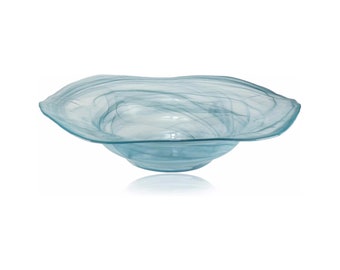 Glass bowl, fountain bowl, flower design, turquoise, Ø 42 cm, for misters and indoor fountains, replacement bowl, gemstone fountain, fruit bowl