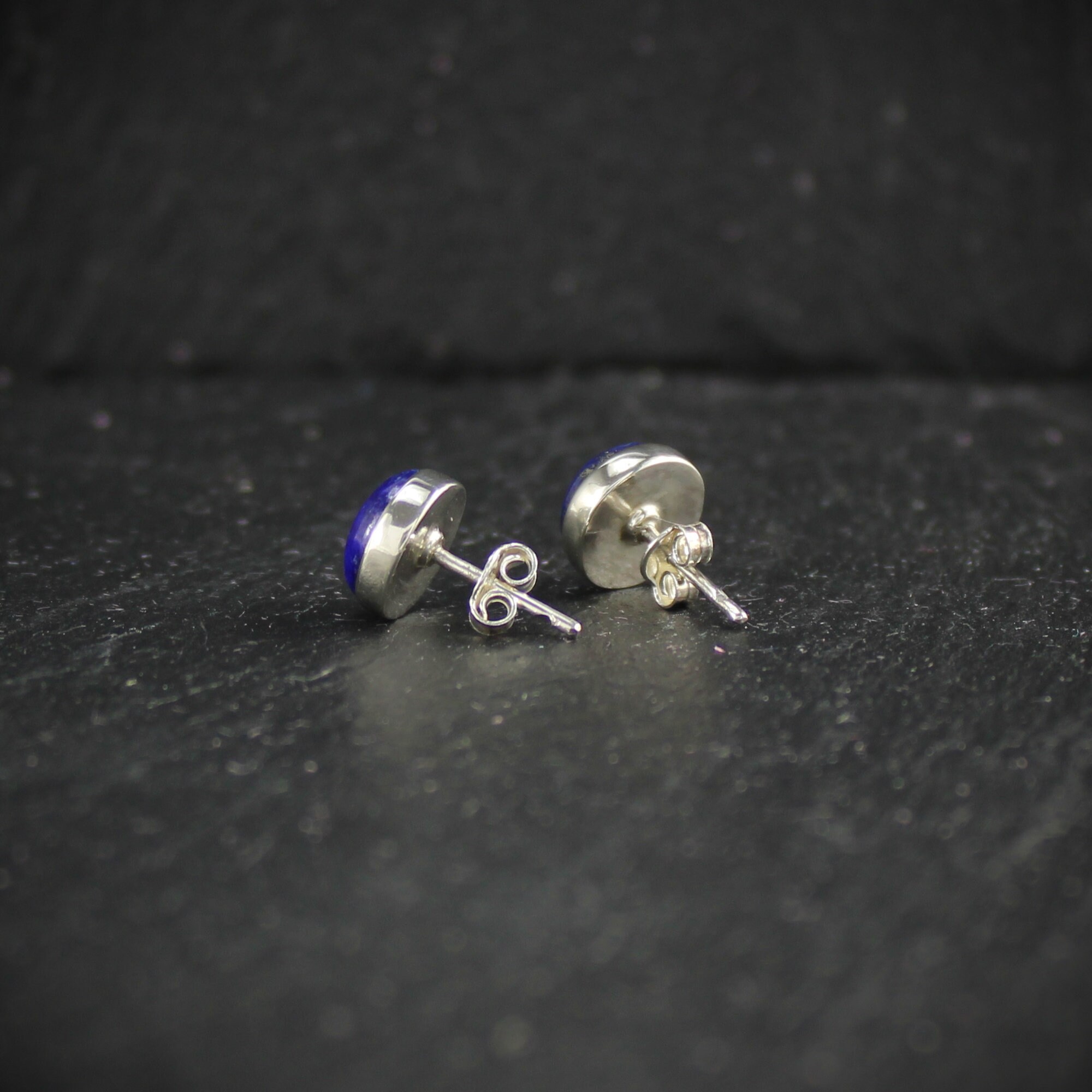 Boucles D'oreilles Puces Lapis-Lazuli Ovale - Argent 925 Rhodié - Bijouxia - Neuf