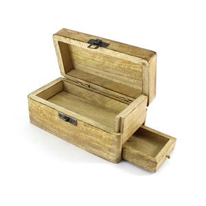 handgefertigte Trickbox aus Mangoholz mit Geheimfach Schublade Schmuckbox Holzbox Geschenkbox Schatztruhe Hidden Tray Puzzle Box