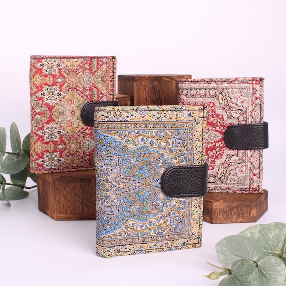 handgefertigte orientalische Geldbörse Geldbeutel Münztasche Tasche Portemonnaie Boho Wallet Clutch Leder Stoff Perser