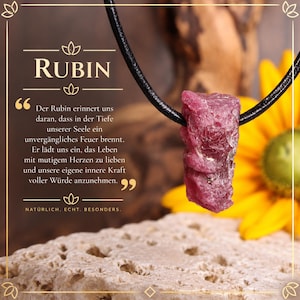 Rosa rubinhänge | 925 sterlingsilver | Äkta ädelstenshänge | Sällsynta rubinsmycken med lädersnöre | Unikt smycke