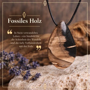 Versteinertes Holz Anhänger Sukabumi | Fossiles Holz aus Java Indonesien | Tropfen Cabochon gebohrt | Naturstein Schmuck Unikat