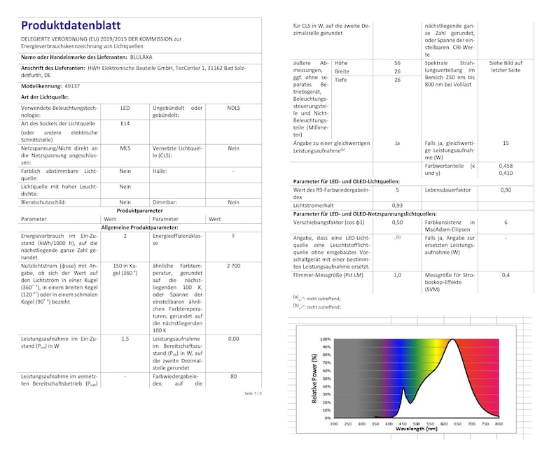 Pode incluir: Uma ficha t&eacute;cnica para uma l&acirc;mpada LED com uma temperatura de cor de 2700K. A ficha inclui informa&ccedil;&otilde;es sobre a efici&ecirc;ncia energ&eacute;tica da l&acirc;mpada, o fluxo luminoso e outras especifica&ccedil;&otilde;es t&eacute;cnicas.