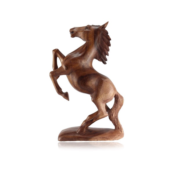 Handgefertigte Pferd Figur Dekofigur Holzfigur Holz Skulptur Statue aus Holz Büste Pferde reiten Suarholz