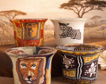 Porta-velas estilo africano | Lanternas africanas | Decorações estampadas | Vendidos individualmente ou em conjuntos de 4
