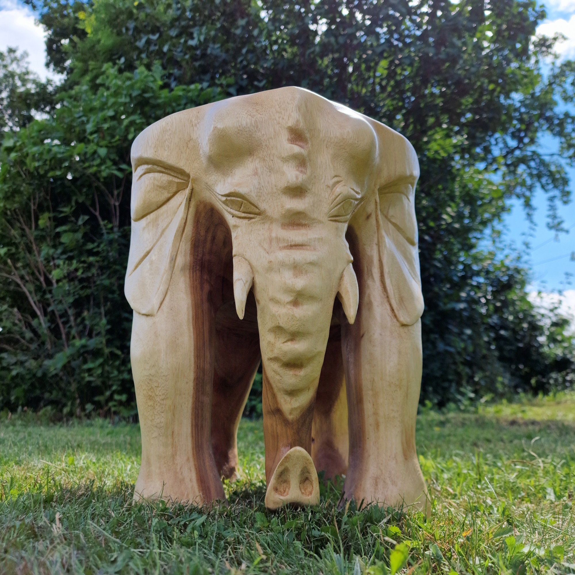 Bûche à Tirer éléphant En Teck Massif – Déco Ethnique