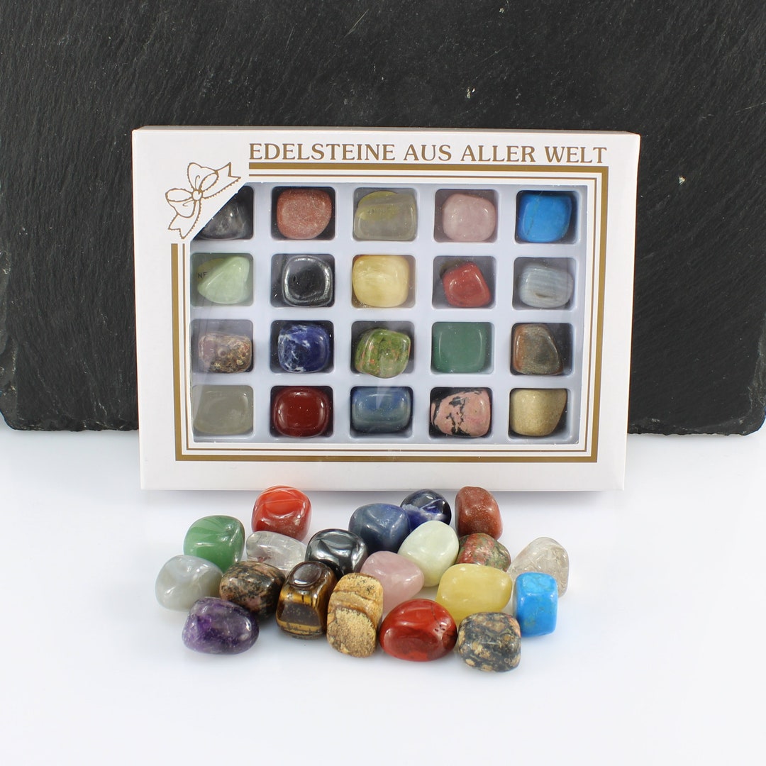 Gemstone Collection, 20 Gemstone Tumbled Stones, Blister Pack. Tumbled ...