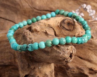 Armband met echte Arizona-turkoois 4,5 mm – Rekbare armband 19 cm – Edelsteenarmband – Handgemaakte sieraden – Geleverd in een organzazakje